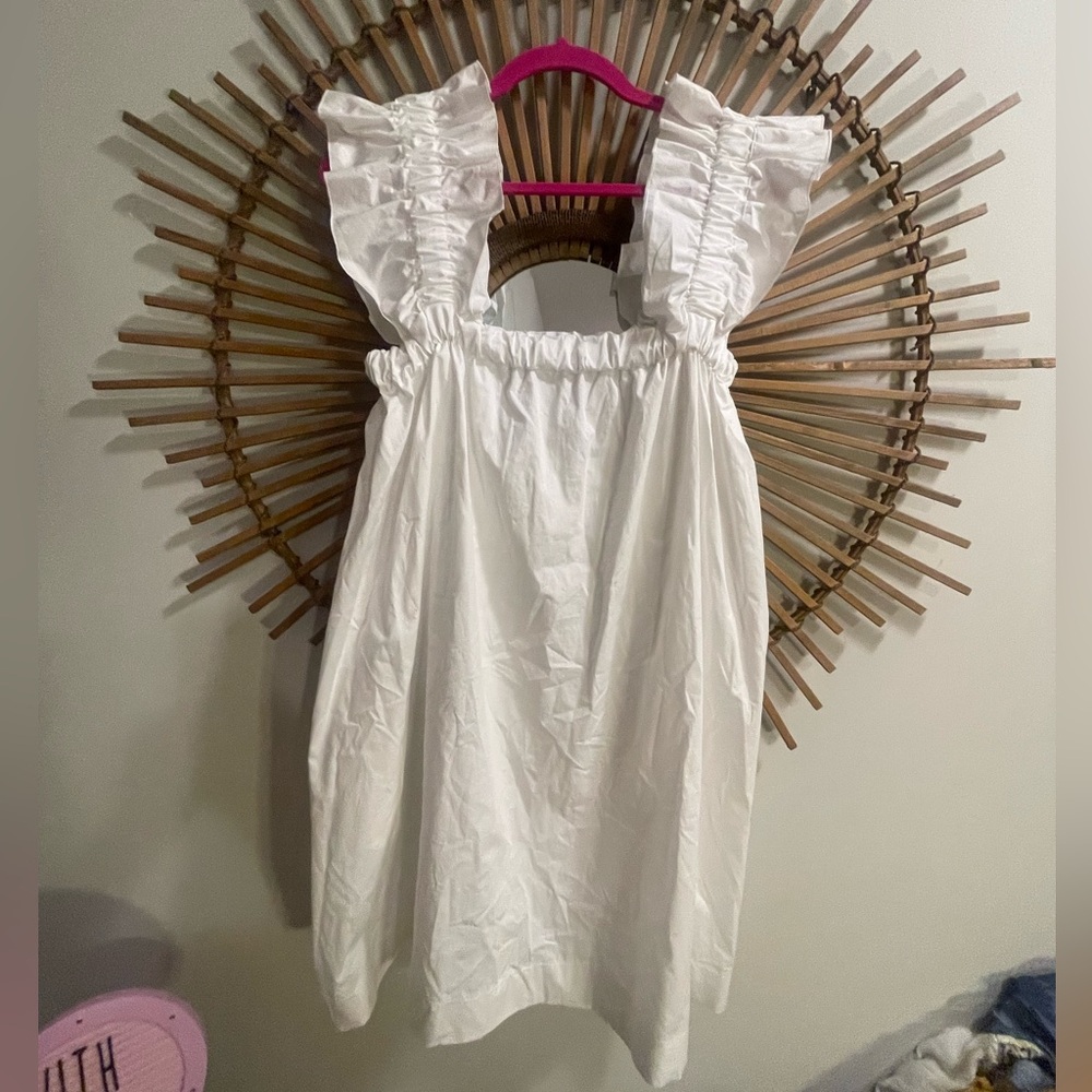 NWT Monica Nera Maya White Ruffle Strap Gathered Mini Dress Luxury Graduation S